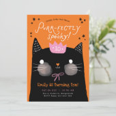 Black Cat Verjaardag, Perfect Spooky, Halloween Kaart (Staand voorkant)