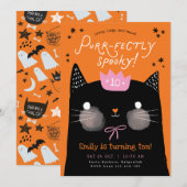 Black Cat Verjaardag, Perfect Spooky, Halloween Kaart (Voorkant / Achterkant)