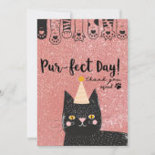 Black Cat Verjaardag Pet Roze Glitter Purfect Dag Bedankkaart (Voorkant)