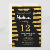 Black Cat Verjaardag Uitnodiging / Glam / Glitter (Voorkant)