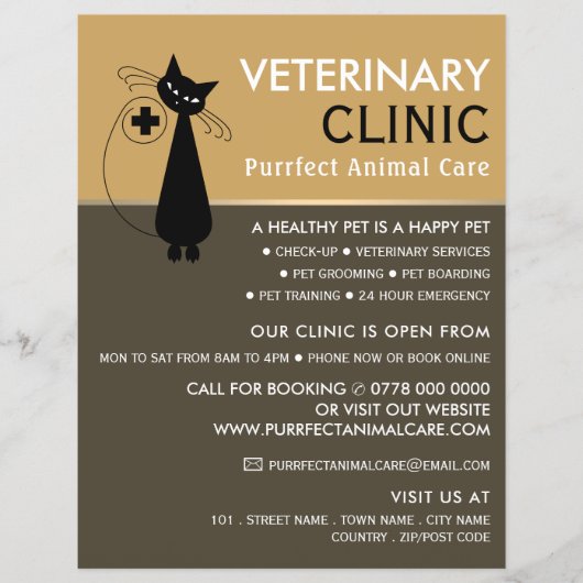 Black Cat, Veterinarian, Veterinary Service Flyer (Voorkant)