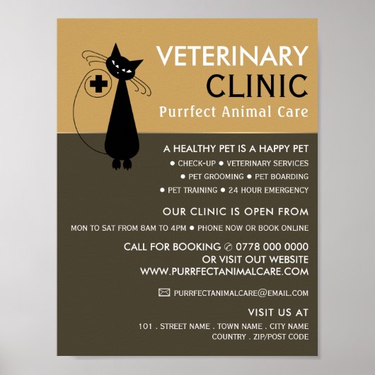 Black Cat, Veterinarian, Veterinary Service Poster (Voorkant)