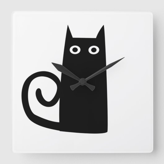Black Cat Vierkante Klok (Voorkant)
