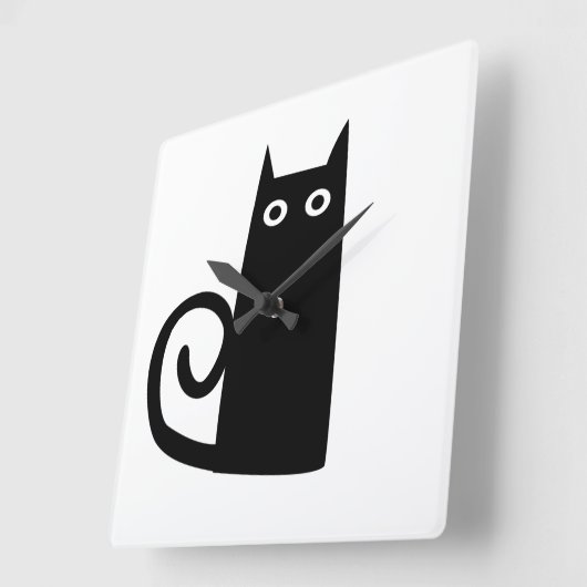 Black Cat Vierkante Klok (Hoek)