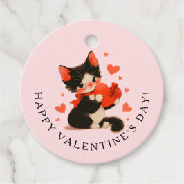 Black Cat Vintage Cat Valentine’s Day Bedankjes Labels
