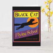 Black Cat Vliegschool Halloween Art Kaart (Gele Bloem)