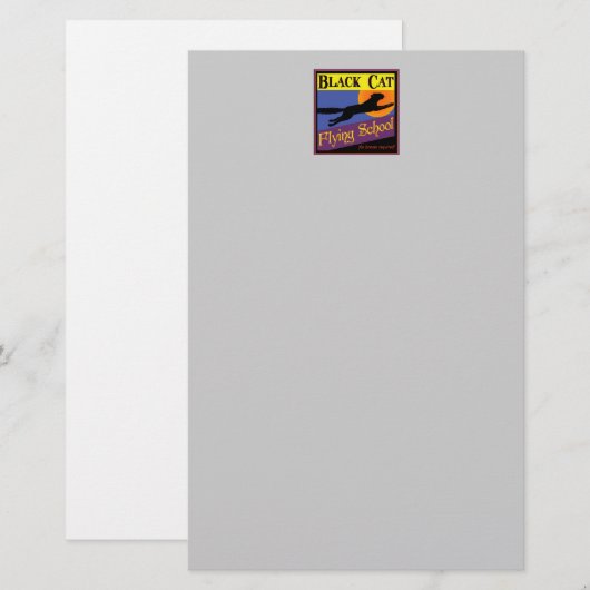 Black Cat Vliegschool Halloween Stationery Briefpapier (Voorkant / Achterkant)