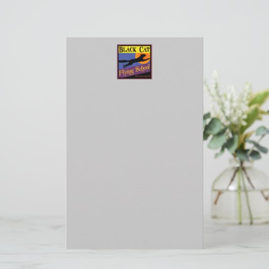 Black Cat Vliegschool Halloween Stationery Briefpapier (Staand voorkant)