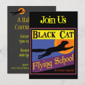 Black Cat Vliegschool Halloween Uitnodigingen (Voorkant / Achterkant)