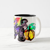 Black Cat vreugde herfst Tweekleurige Koffiemok (Voorkant rechts)