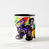 Black Cat vreugde herfst Tweekleurige Koffiemok (Center)