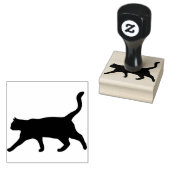 Black Cat Walking Silhouette Rubber Stempel (Gestempeld)