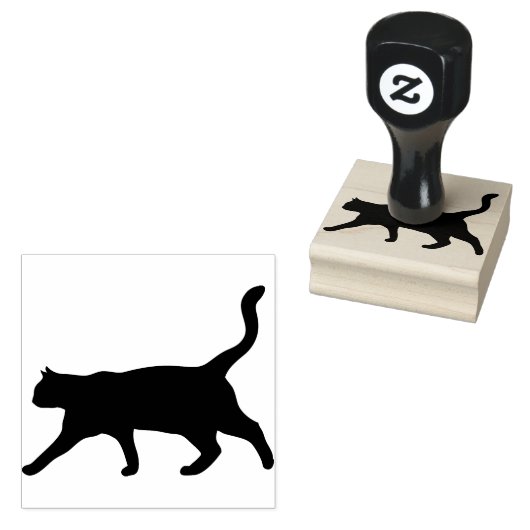 Black Cat Walking Silhouette Rubber Stempel (Gestempeld)