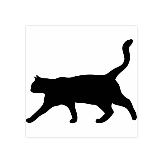 Black Cat Walking Silhouette Rubber Stempel (Afrduk)