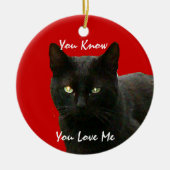 Black Cat Watching Keramisch Ornament (Voorkant)