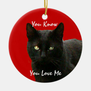 Black Cat Watching Keramisch Ornament