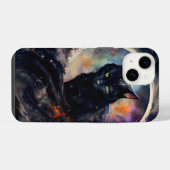 Black Cat Waterverf Eclipse Moon Artwork iPhone Hoesje (Achterkant horizontaal)