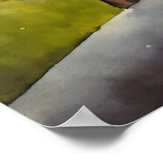 Black Cat Waterverf Wall Poster (Hoek)