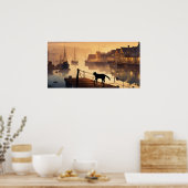 Black Cat Waterverf Wall Poster (Keuken)