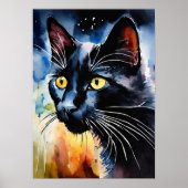 Black Cat Waterverf Wall Poster (Voorkant)