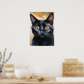 Black Cat Waterverf Wall Poster (Keuken)