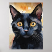 Black Cat Waterverf Wall Poster (Voorkant)