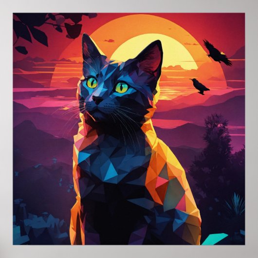 Black Cat Waterverf Wall Poster (Voorkant)