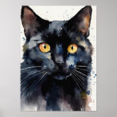 Black Cat Waterverf Wall Poster (Voorkant)