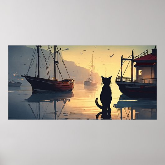 Black Cat Waterverf Wall Poster (Voorkant)