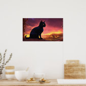 Black Cat Waterverf Wall Poster (Keuken)