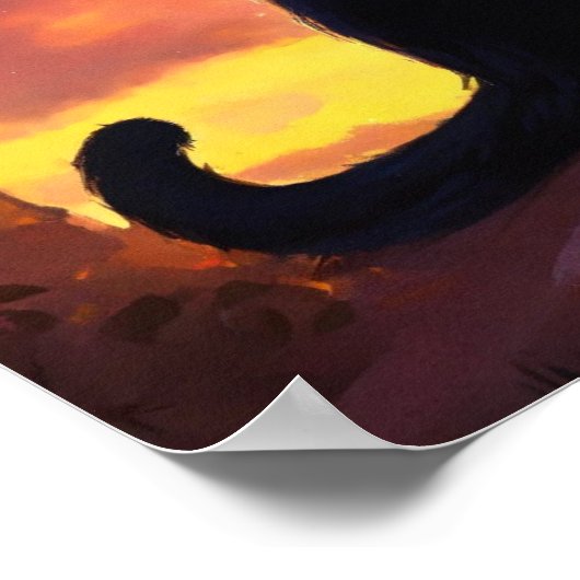 Black Cat Waterverf Wall Poster (Hoek)