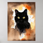 Black Cat Waterverf Wall Poster (Voorkant)