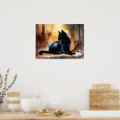 Black Cat Waterverf Wall Poster (Keuken)