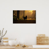 Black Cat Waterverf Wall Poster (Keuken)