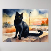 Black Cat Waterverf Wall Poster (Voorkant)