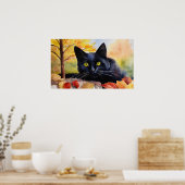 Black Cat Waterverf Wall Poster (Keuken)