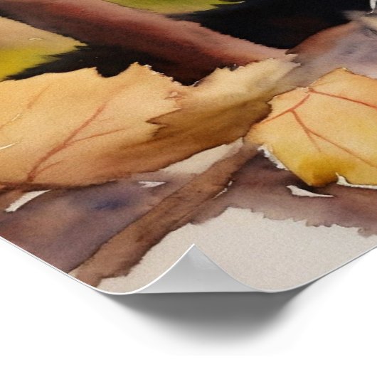 Black Cat Waterverf Wall Poster (Hoek)