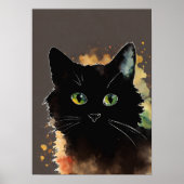 Black Cat Waterverf Wall Poster (Voorkant)
