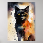 Black Cat Waterverf Wall Poster (Voorkant)