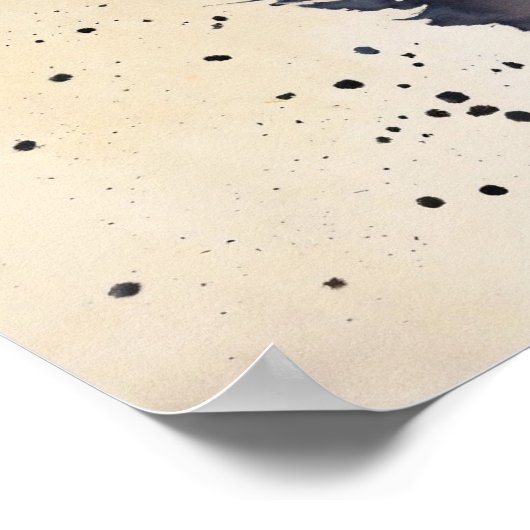 Black Cat Waterverf Wall Poster (Hoek)