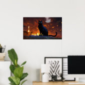 Black Cat Waterverf Wall Poster (Thuiskantoor)