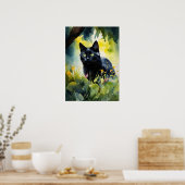Black Cat Waterverf Wall Poster (Keuken)