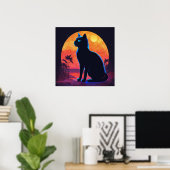 Black Cat Waterverf Wall Poster (Thuiskantoor)