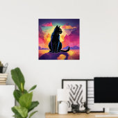 Black Cat Waterverf Wall Poster (Thuiskantoor)