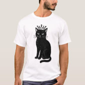 Black Cat Wearing Crown T-Shirt (Voorkant)