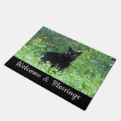 Black Cat Welkom en Zegeningen Deurmat (Schuin)