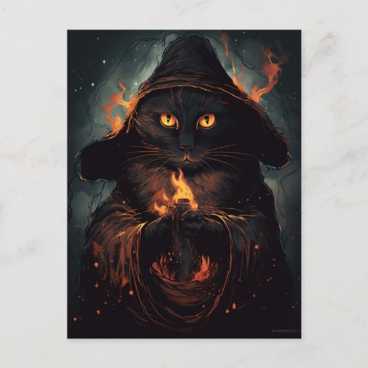 Black Cat werpt een spreuk Briefkaart (Voorkant)