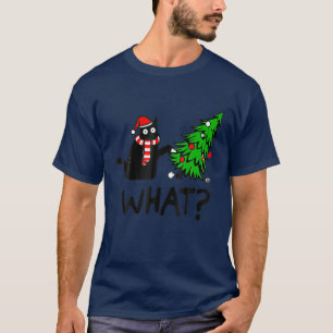 Black Cat What Kerstmis, grappige Kerstmis T-shirt