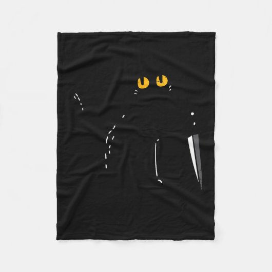 Black Cat What Knife Funny Murderous Halloween Pet Fleece Deken (Voorkant)