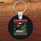 Black Cat What Pushing Tree Over Ugly Christmas Sw Sleutelhanger (Voorkant)